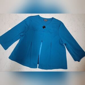 Elementz Teal Cropped Pleated Swing Pea Coat